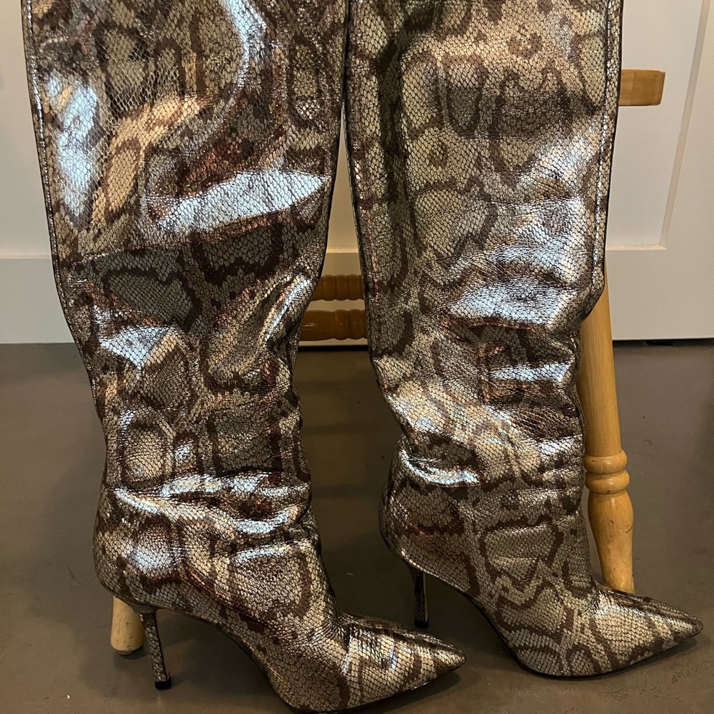 Larroude Kate Metallic Snakeskin boots